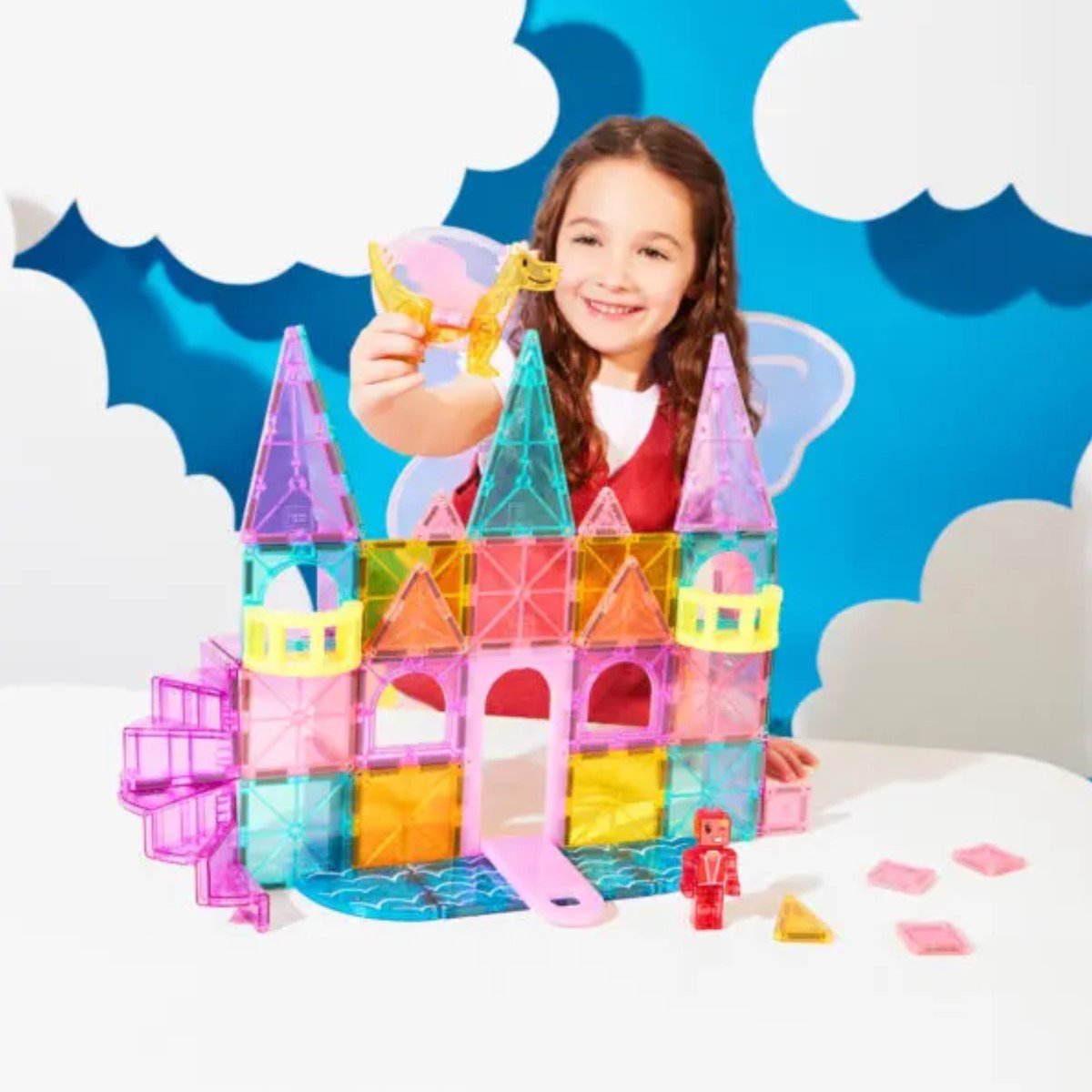MAGNA-TILES Castle Deluxe + microMAGS 48 Piece Set